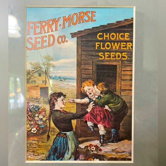 Antique/Vintage Ferry Morse Seed Co. Advertisement Matted Framed Picture - Picture 1 of 2
